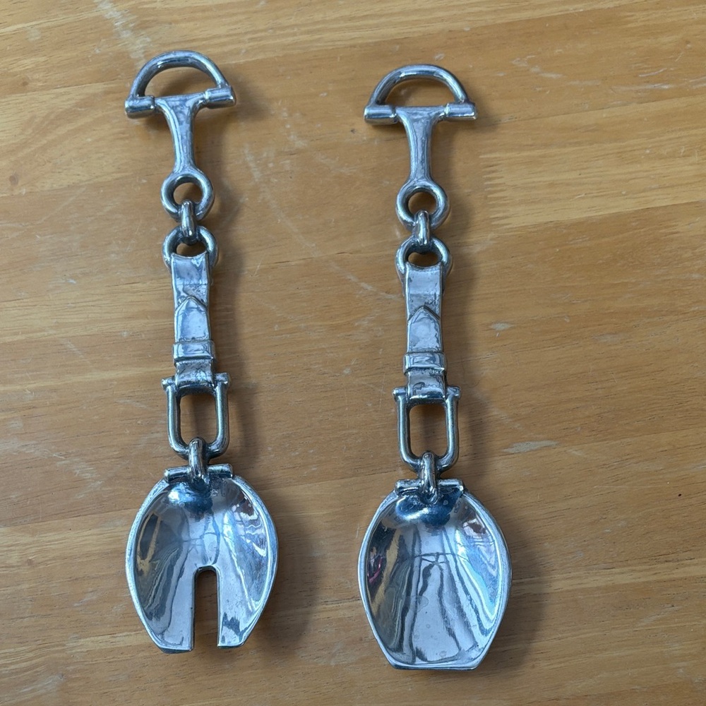 Silver Equestrian-Themed Salad Tongs